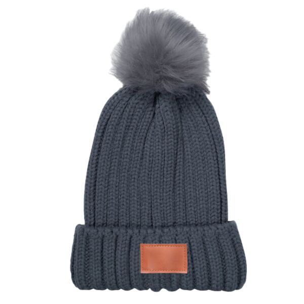 Knit Beanie With Fur Pom Pom Thumbnail