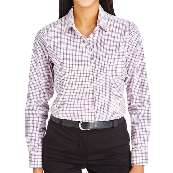 CrownLux Performance® Ladies' Micro Windowpane Woven Shirt Thumbnail