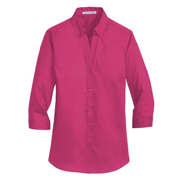 Port Authority Ladies 3/4 Sleeve SuperPro  Twill Shirt Thumbnail